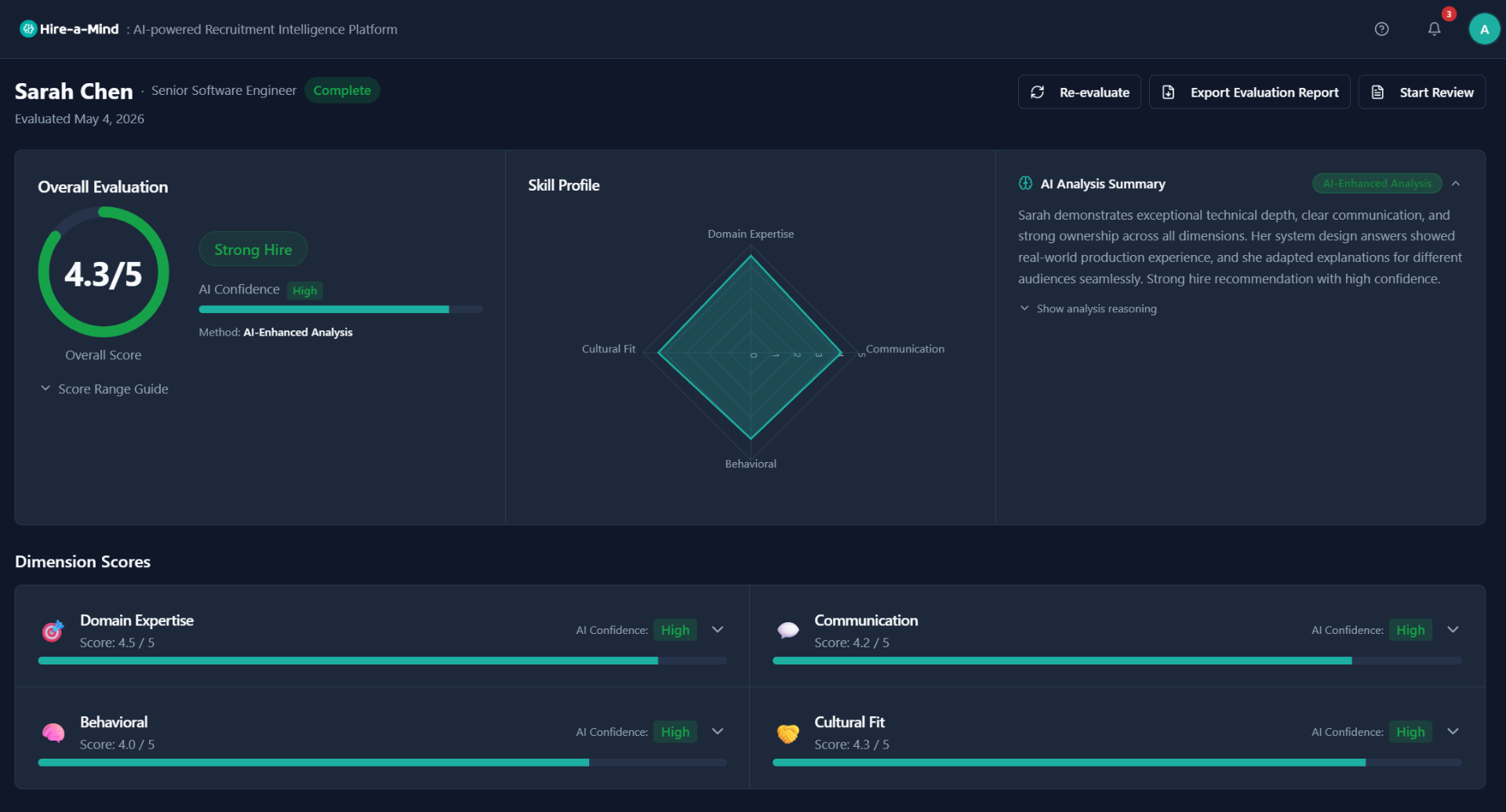 Hire-a-Mind AI-powered recruitment dashboard preview